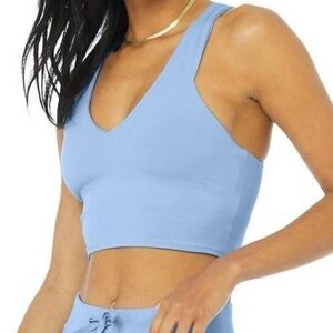 ALO Yoga Airbrush Real Bra Tank: Light Blue (XS)